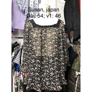 Áo sơ mi si tuyển 2hand voan hoa, cổ ren, form rộng giấu dáng, bigsize