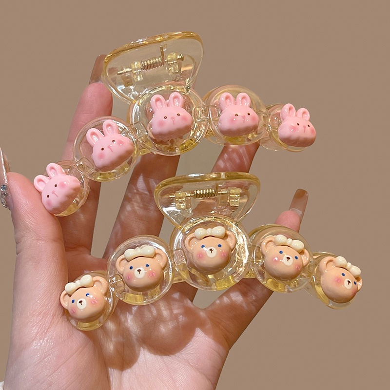 Kẹp Tóc Cuộn Hình Gấu + Thỏ Dễ Thương Phong Cách Hàn Quốc Cho Nữ