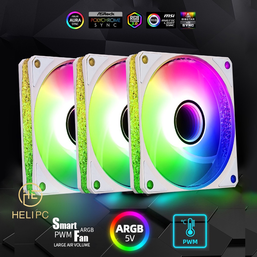Quạt Fan Case 12cm SPARK 12025 ARGB quạt tản nhiệt PC 12cm sync main Fan Led ARGB máy tính HeliPC
