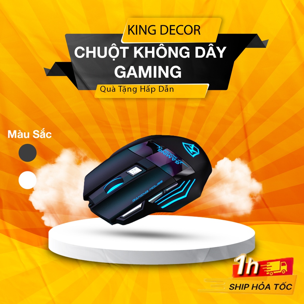 Chuột không dây gaming kết nối usb 2.4 Kingdecor thiết kế cong thái học, cilent thích hợp chơi game,văn phong | BigBuy360 - bigbuy360.vn