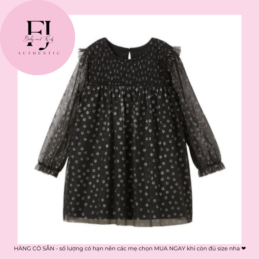 Váy trẻ em chính hãng Zara, váy bé gái váy voan đen hoa nhí, hàng hiệu cho bé Size 18-24m