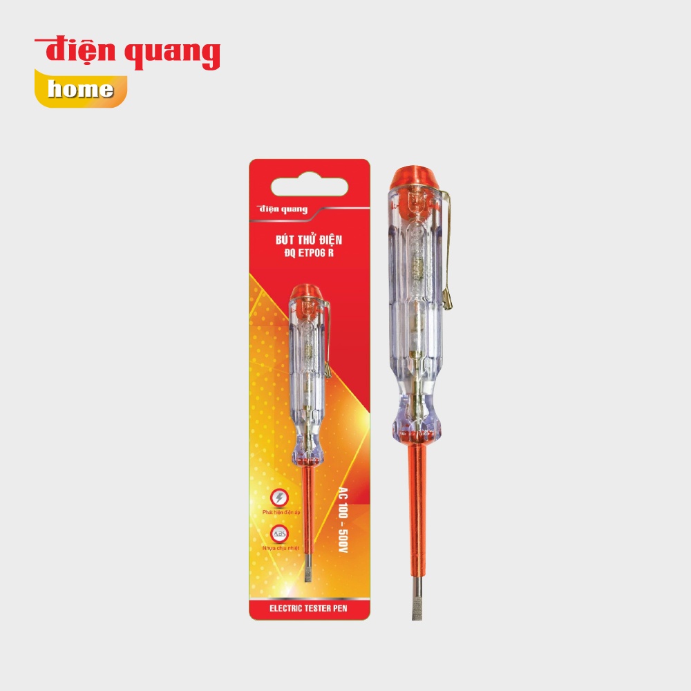 Bút thử điện Điện Quang ĐQ ETP06 R ( Đầu vít dẹp, màu đỏ )