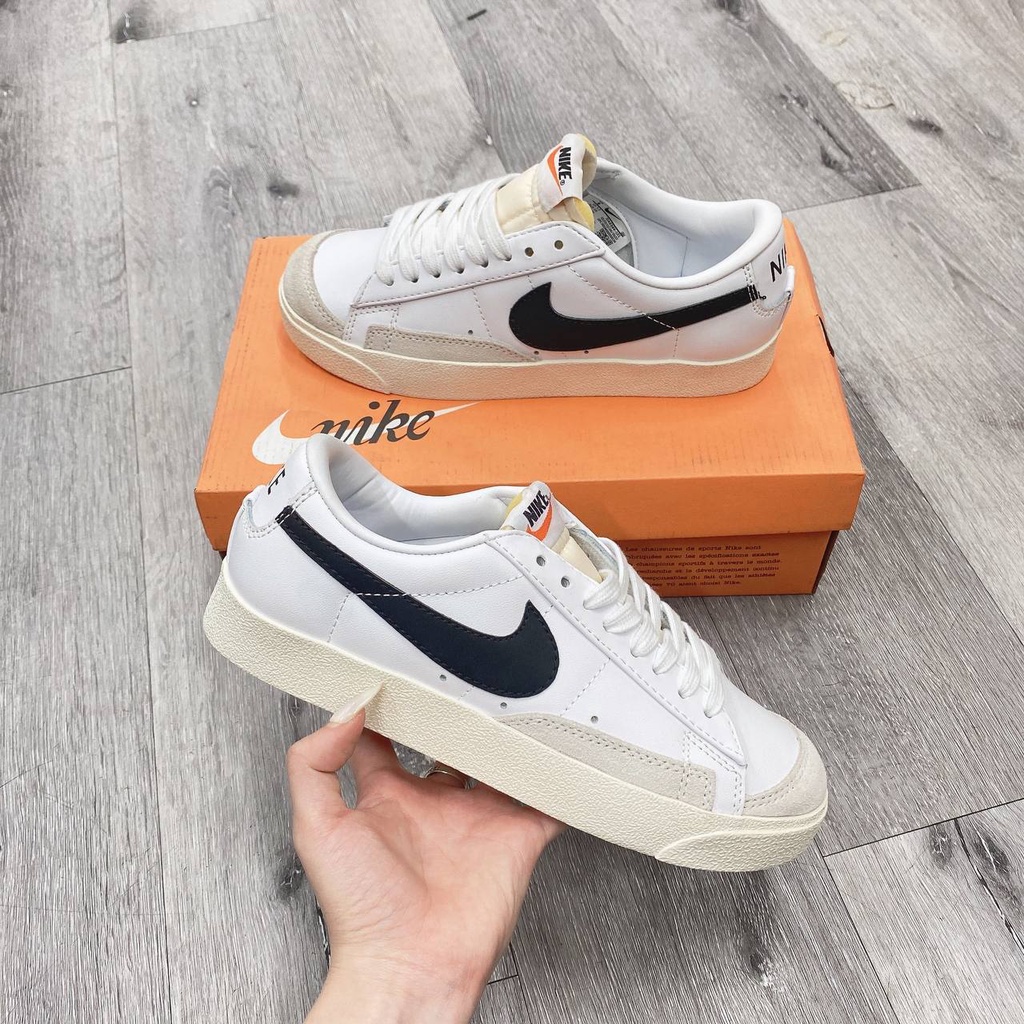 Giày Sneaker Nike Blazer Mid 77 Vintage White Black thấp Cổ Kiểu Dáng Thể Thao Phối Màu Đen Trắng Cao Cấp Full Bill Box