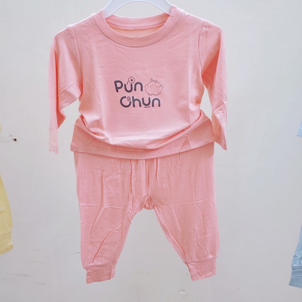Bộ quần áo cổ chui vải cotton mỏng dài tay Punchun bé trai bé gái(sale)