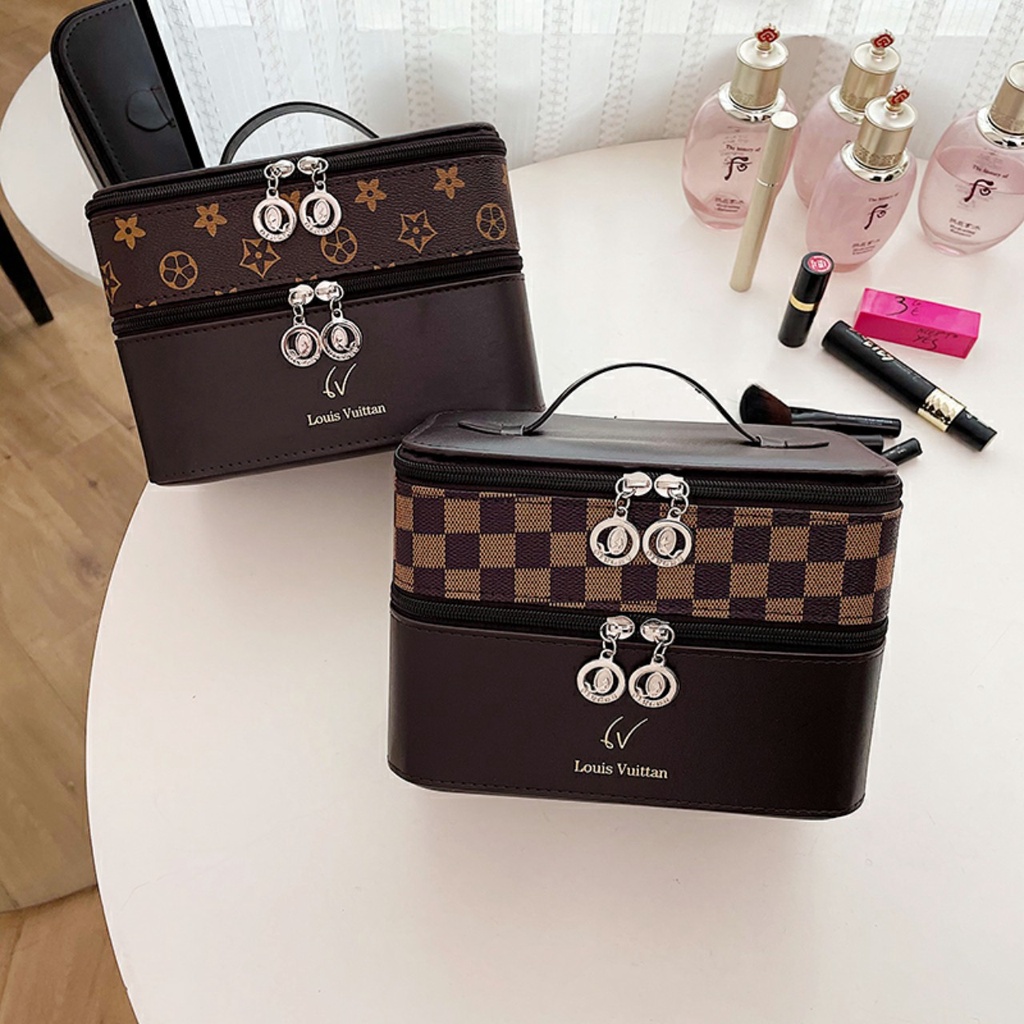 Cốp đựng mỹ phẩm cá nhân 2 tầng có kèm gương tiện lợi