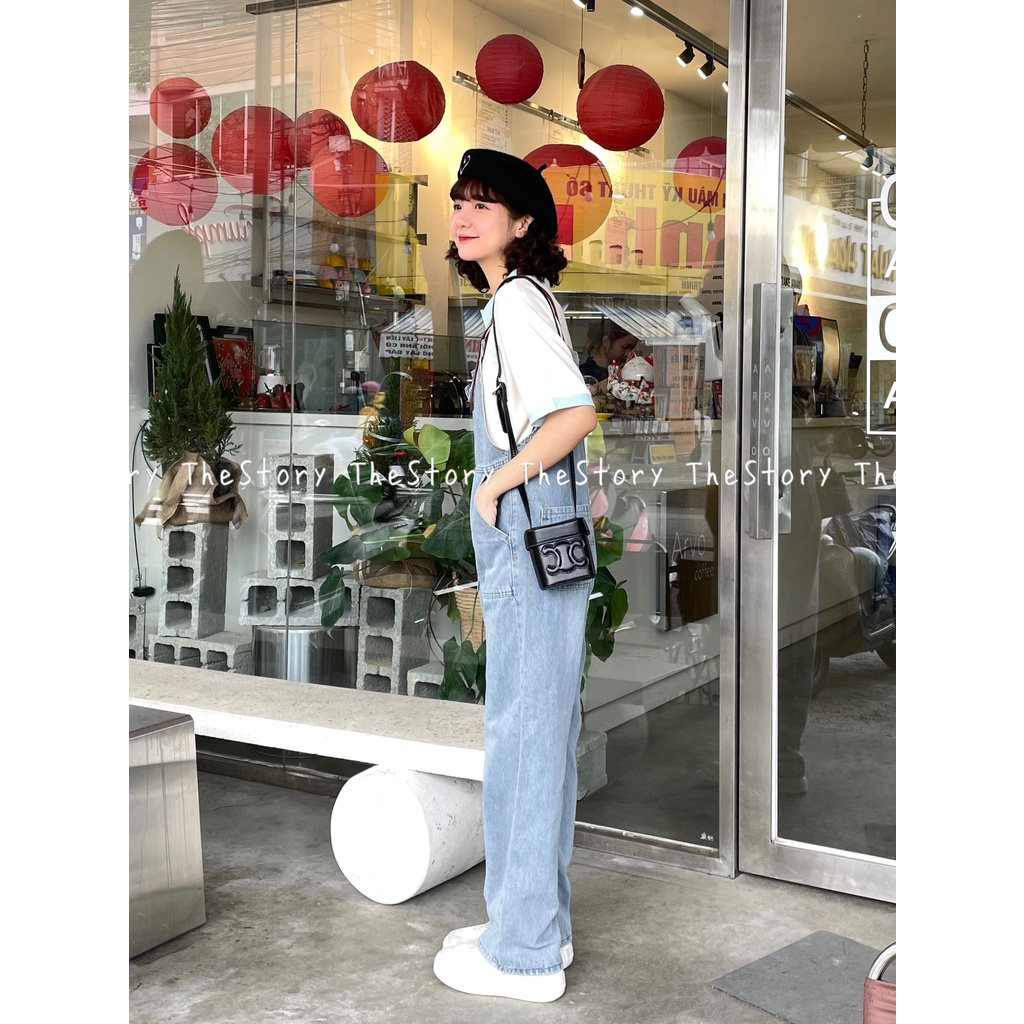 Quần yếm jean quai khác màu  Q881