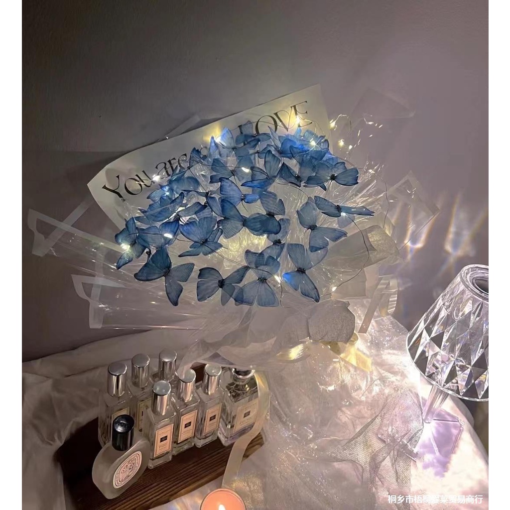 Set 50 bướm voan 2 lớp đính đá làm bó hoa hoặc kẹp tóc hay trang trí váy áo hồ điệp