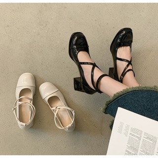 Sandal Cao Gót 5 Phân Bít Mũi Quai Chéo