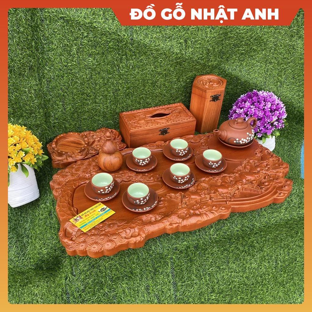 Combo 6 món đồ gỗ mỹ nghệ mini mã đáo thành công ấm chén khay trà gỗ hương đỏ, Đồ gỗ nội thất cao cấp hộp giấy lọ tăm | BigBuy360 - bigbuy360.vn