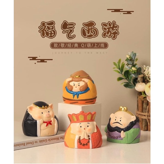 Bộ thầy trò đường tăng chibi,trang trí,quà tặng,bàn làm việc, chận giấy tờ, xinh xắn.