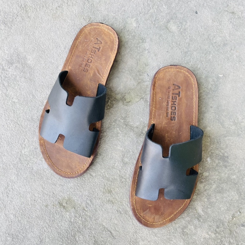 Dép Da Nam Cao Cấp Dép Nam Chữ H Da Bò Đế Caosu Cao Cấp HADA