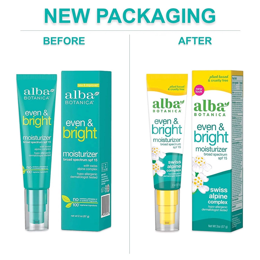 Kem dưỡng ban ngày Alba Botanica Even & Bright Moisturizer SPF 15 57g