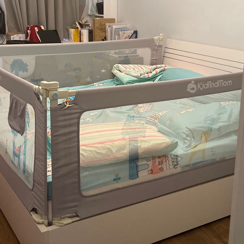 Thanh chắn giường 1M6, 1M8, 2M chống kẹt, chống vấp ngã, nâng hạ 1 góc KidAndMom BR02 và BR23 cao đến 105 cm Giá 1 thanh