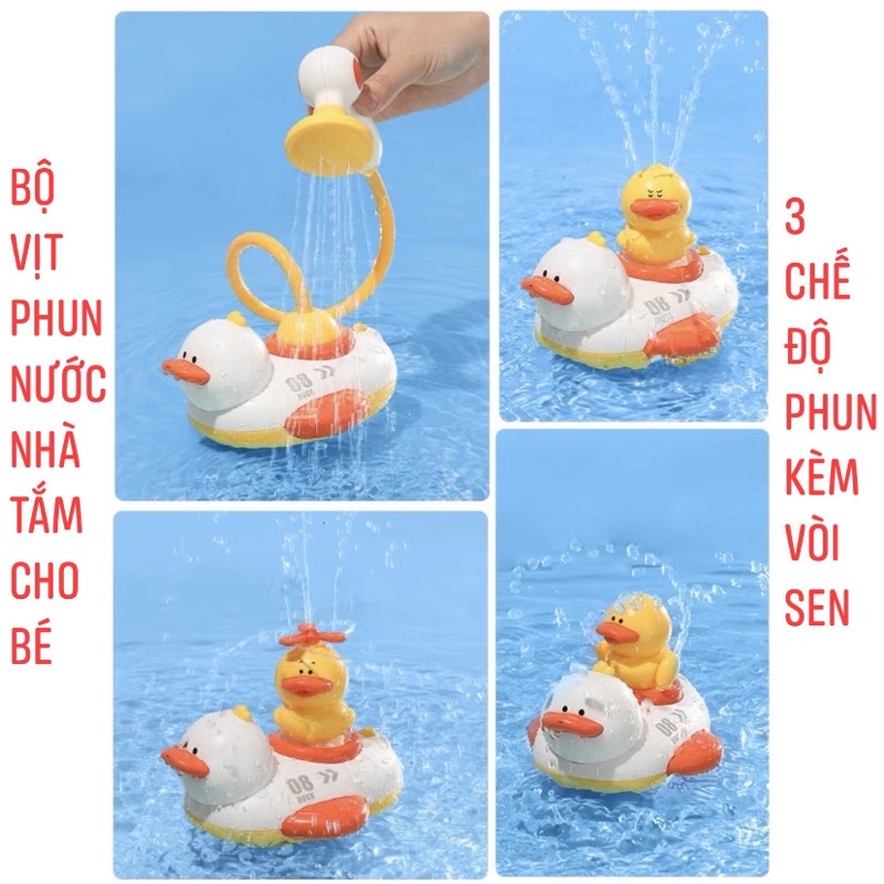 Vòi Sen Tự Bơm Thuyền Vịt Phun Nước Đồ Chơi Nhà Tắm Thả Bồn Tắm Hình Chú Vịt Chạy Pin Ngộ Nghĩnh ho Bé