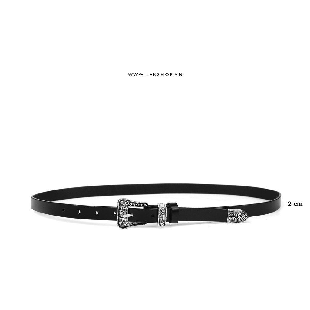 Thắt Lưng S.L.P Western Buckle Belt in Black (2cm)