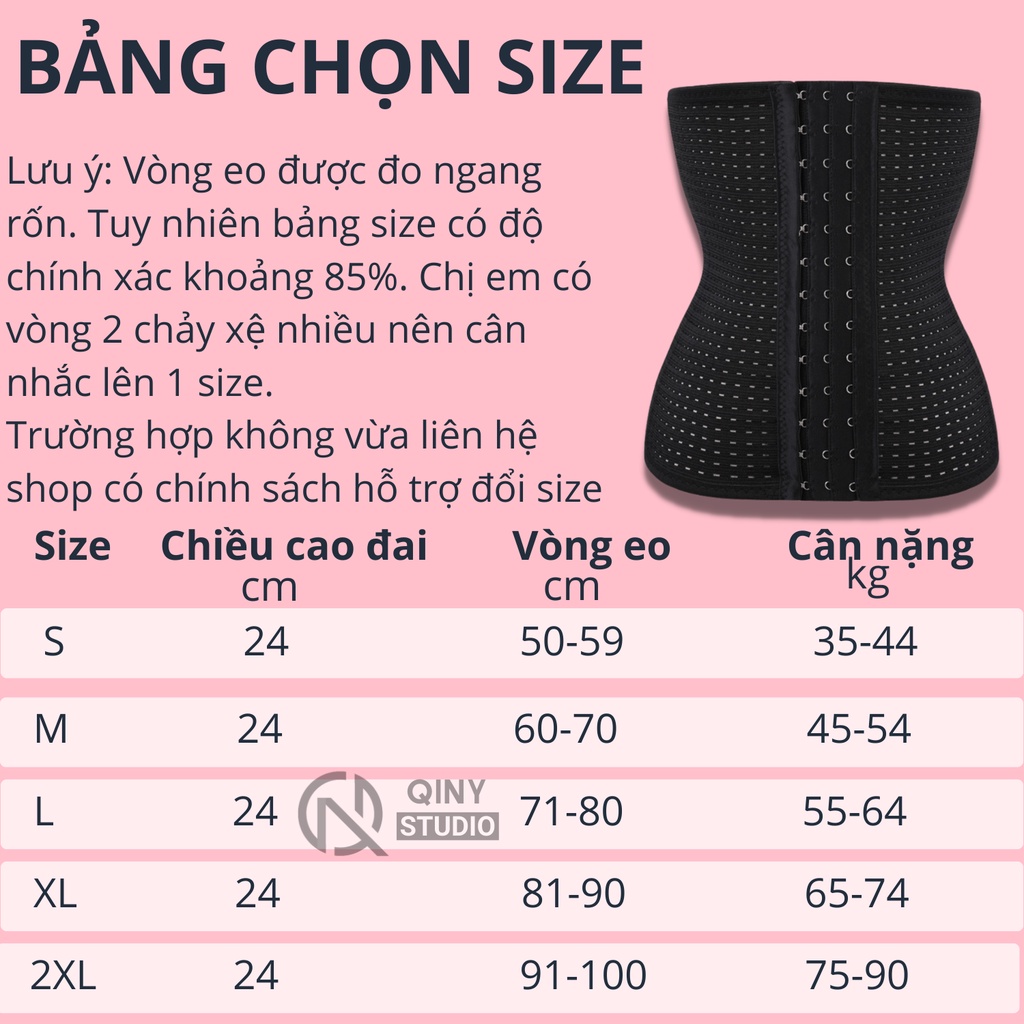 Đai nịt bụng QINY STUDIO gen thông thoáng co giãn định hình chống cuộn siết eo giảm mỡ sau sinh chính hãng