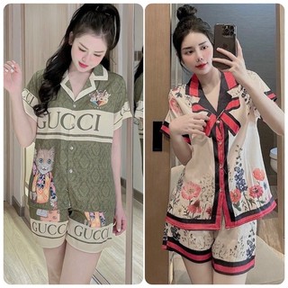 Bộ lụa xước đùi hoạ tiết gucci size 40-60kg