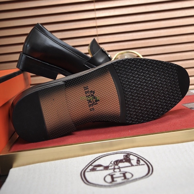 Giày Loafer Paris H.e.r.m.e.s nam cao cấp, giày lười nam công sở đen da bò H.M 001 – STORE III