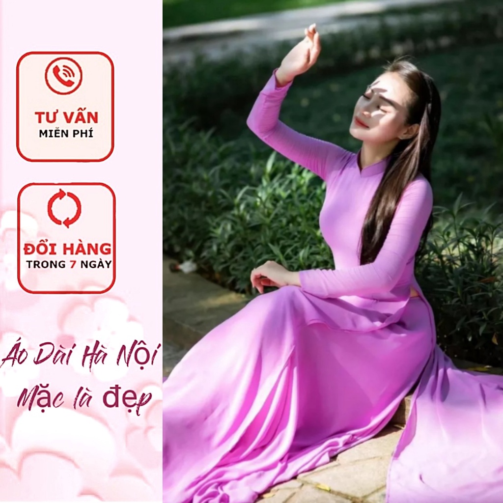 Áo dài may sẵn màu tím cà 4 tà - Áo Dài Hà Nội