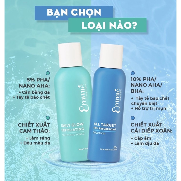 Dung dịch tẩy tế bào chết và tái tạo da Emmié All Target Skin Resurfacing Solution 10% PHA/NANO AHA/BHA (50ml/160ml)