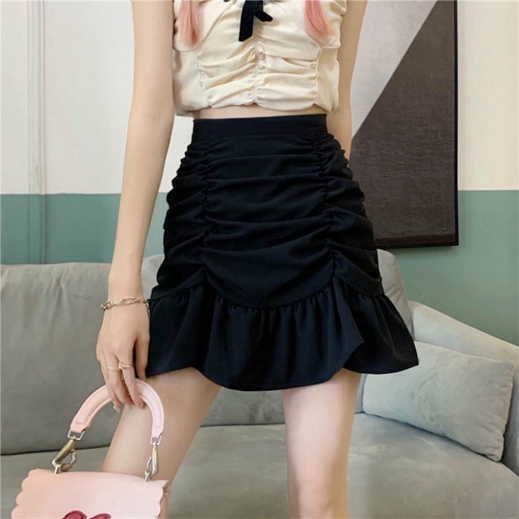 Chân váy nữ, chân váy đuôi cá cotton đen trắng size S M L SKUCV-11A1 1990clother