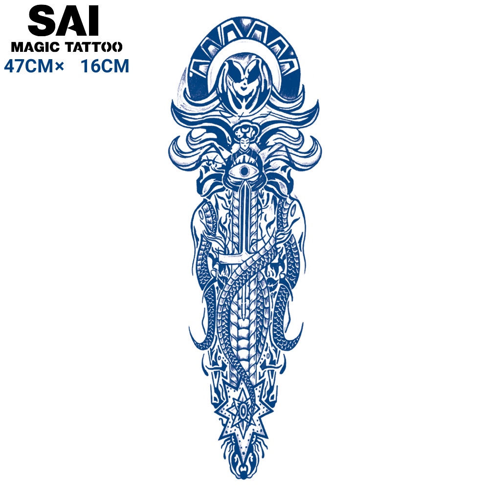 Miếng dán hình xăm tạm thời SAI MAGIC TATTOO 013 47CM×16CM độc đáo chống thấm nước lâu trôi lên đến 2 tuần