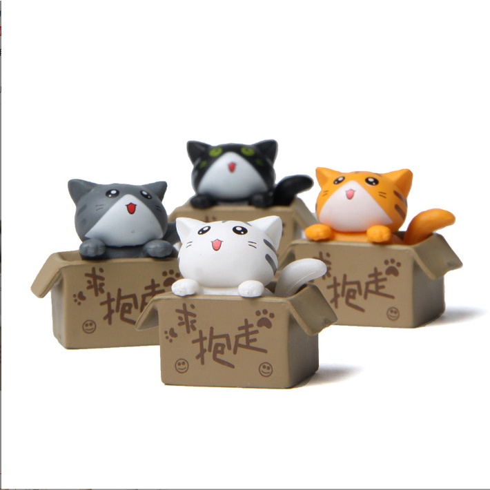 Decor bàn mèo hộp ver2 dễ thương trang trí terrarium, chậu cây