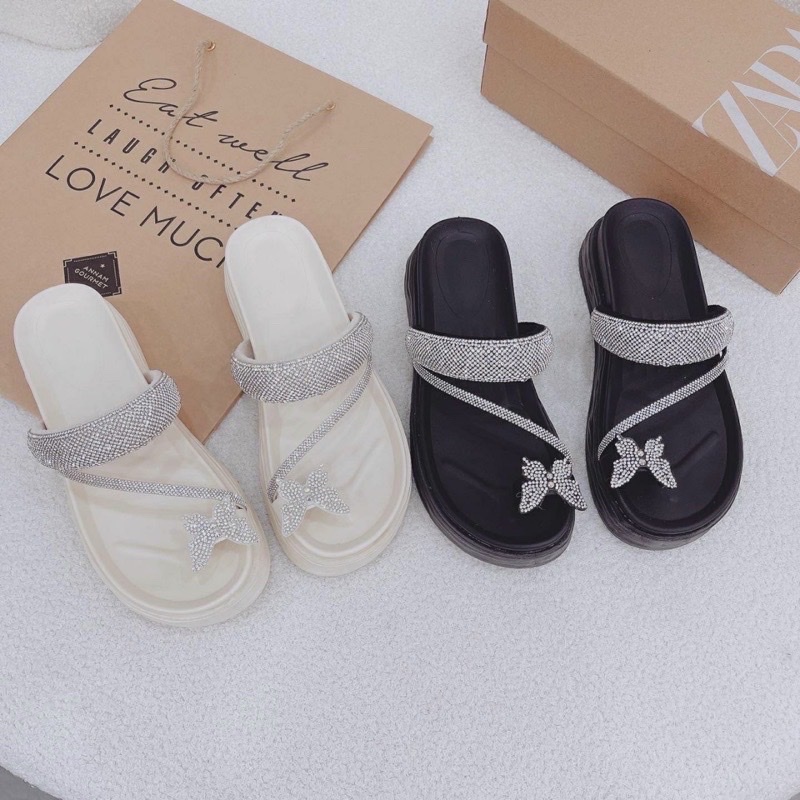 HOT SALE DEPDA03 / 307 GIÀY SANDAL XỎ NGÓN ĐÁ ĐẾ CAO ÊM CHÂN HÀNG QC