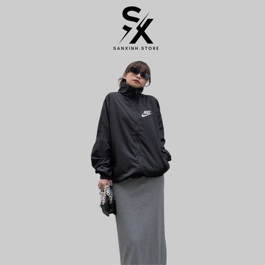 Áo khoác gió Nike form i hình, chất vải dày dặn, Áo khoác gió cao cấp  Black Vintage -Sanxinh.store