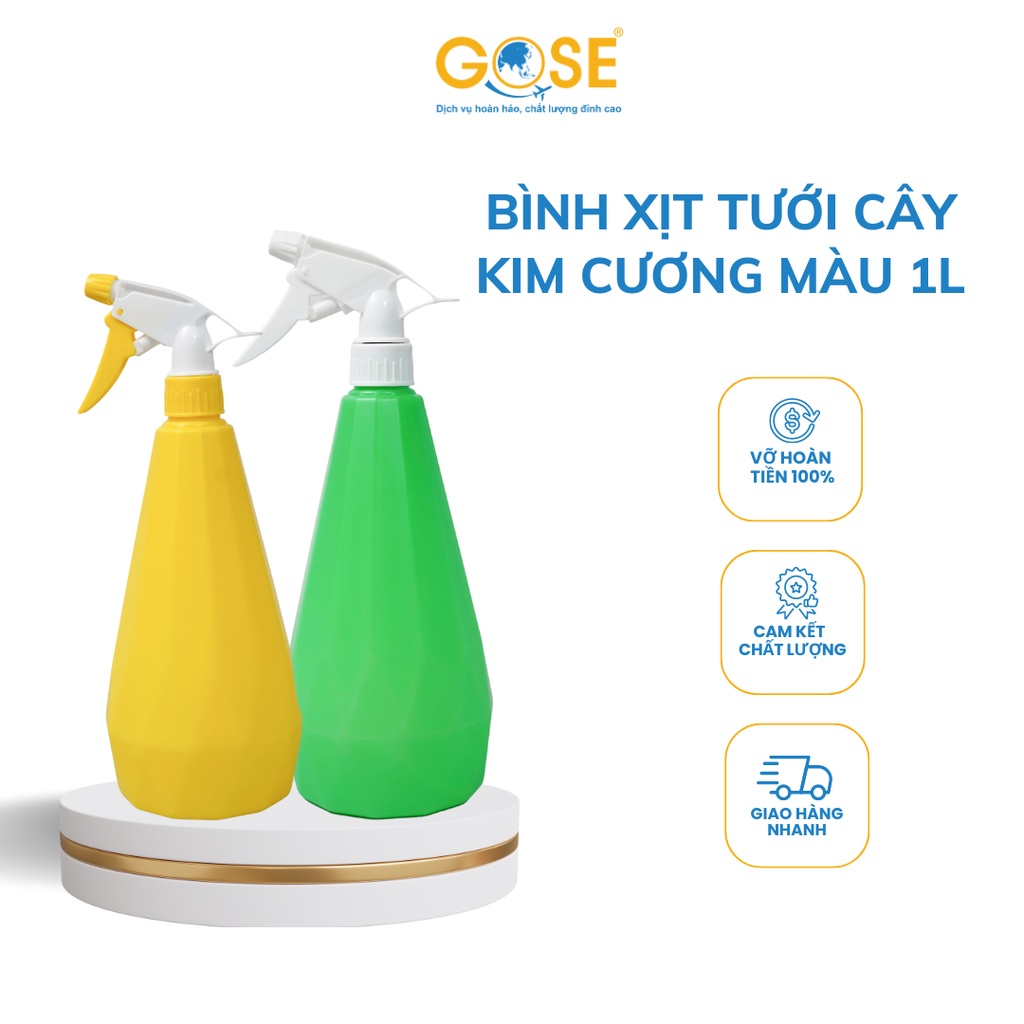 Bình xịt tưới cây 1L GOSE vòi phun sương nước xịt hóa chất liệu nhựa HDPE chính hãng