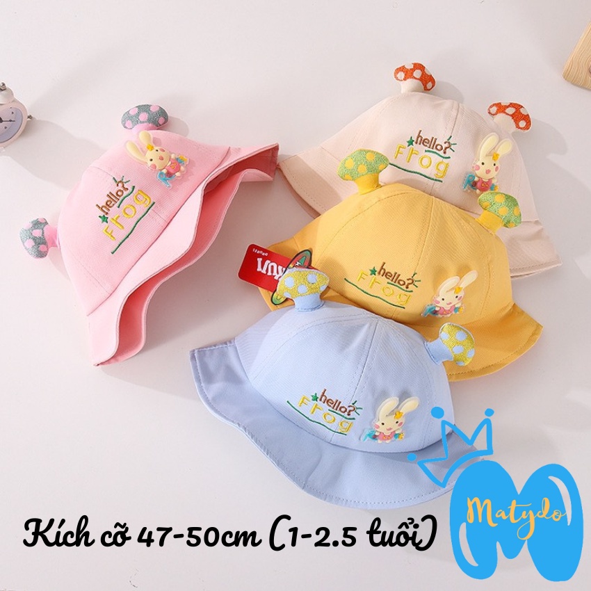 Mũ cho bé trai bé gái rộng vành nón trẻ em mùa hè đông hình thỏ nấm đáng yêu phụ kiện trẻ em 1-2.5 tuổi
