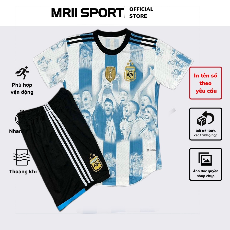 Quần Áo Bóng Đá ARGENTINA 3 Sao Bản Kỷ Niệm Vải Gai Thái WC 2022 pp Bởi MR11 SPORT