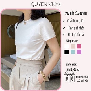 Áo phông nữ cổ tròn phom ôm, chất liệu cotton bozip dày dặn, tiêu chuẩn áo VNXK mã AT 02