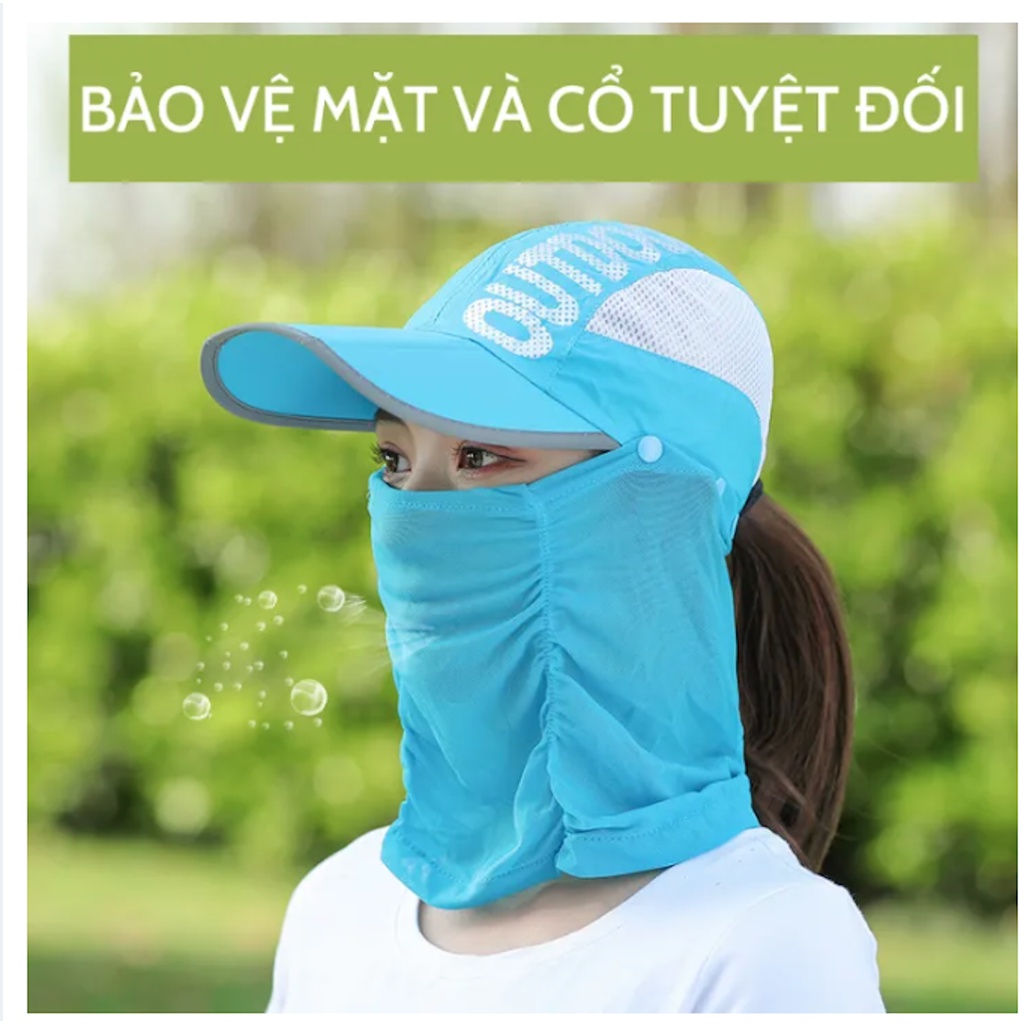Mũ Nón Chống Nắng Kèm Khẩu Trang Lưới Che Mặt [Màu ngẫu nhiên]