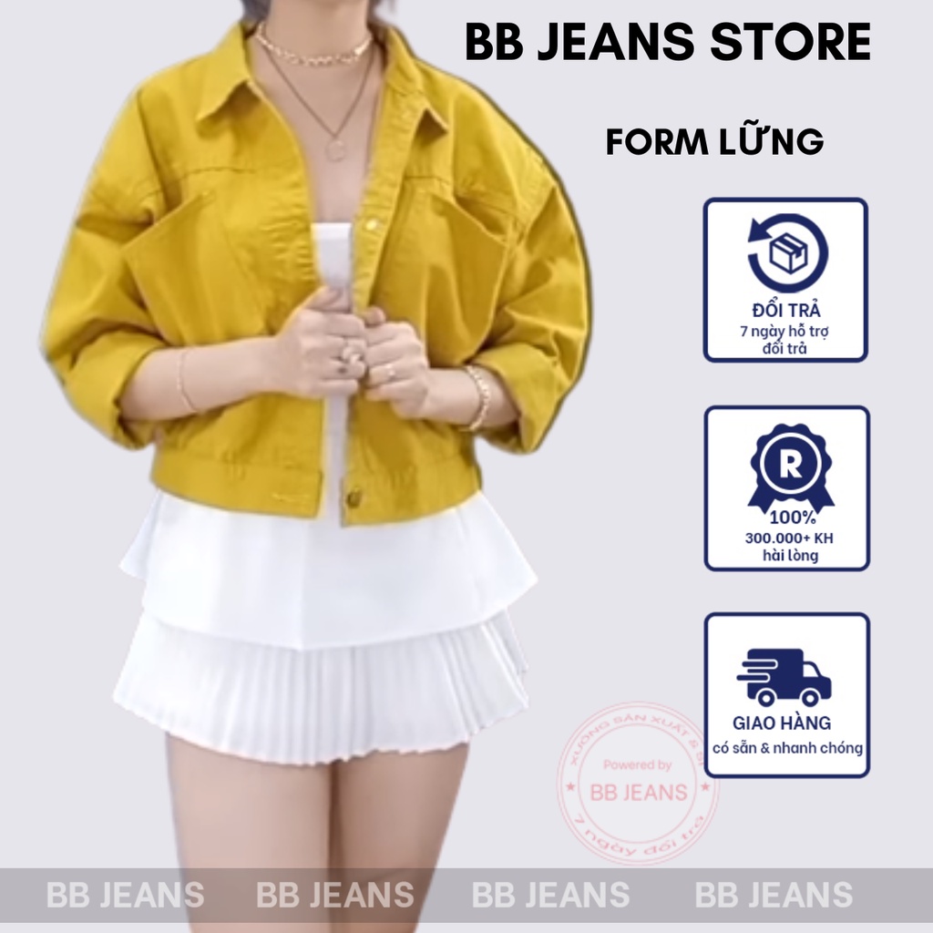 Áo khoác nữ chất kaki form lững croptop 48cm sành điệu size 39-58kg cao dưới 1.60m BB Jeans