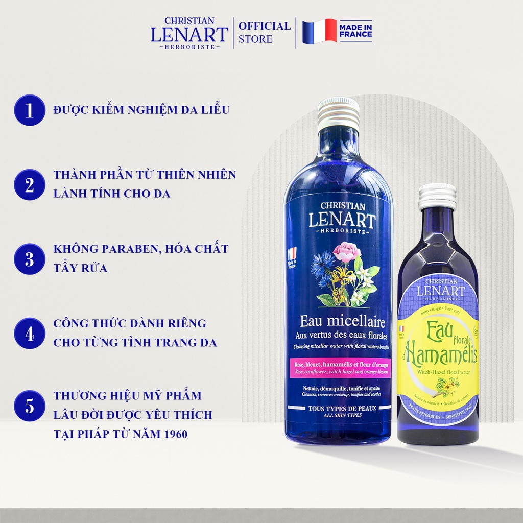 Combo Nước Tẩy Trang Micellar Dưỡng Da 4in1 500ml Và Nước Cân Bằng Da 200ml Christian Lenart