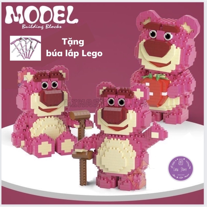 Bộ Đồ Chơi Lắp Ráp Lego Hình Gấu Dâu Model Dễ Thương Cho Bé