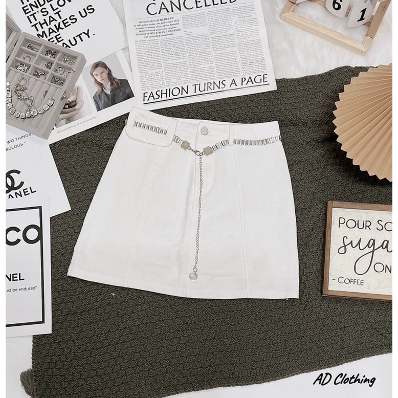 CHÂN VÁY KAKI KÈM ĐAI XÍCH TÚI VÍ HÀNG QC MS17268