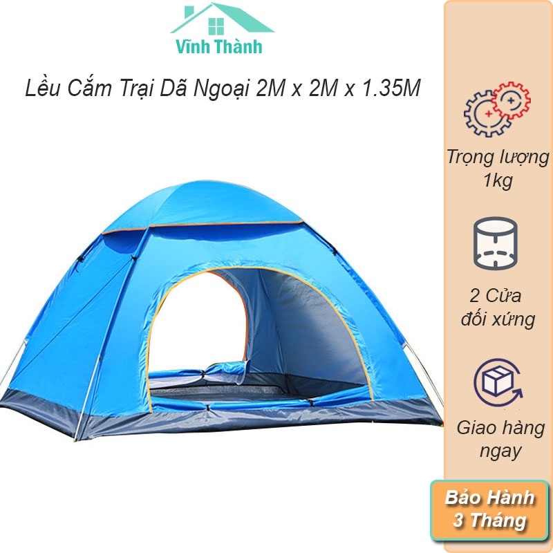Lều cắm trại, du lịch, dã ngoại tự bung kích thước 2m x 2m x 1,35m dành cho 4-6 người