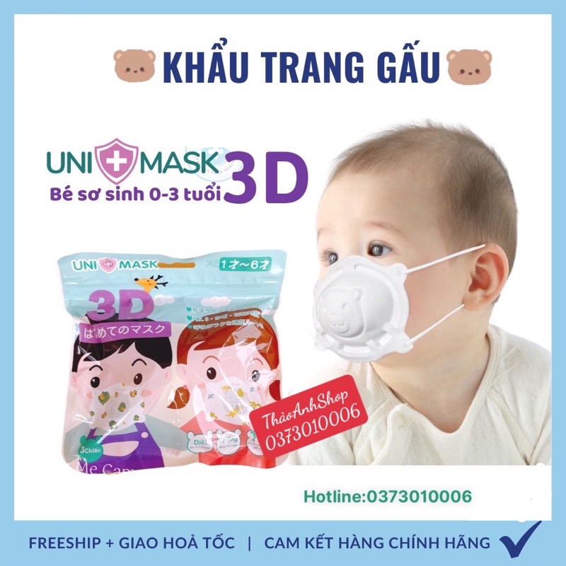 Khẩu Trang 5D Kids FAMAPRO Hộp 10 cái dành cho bé từ 1-5 tuổi