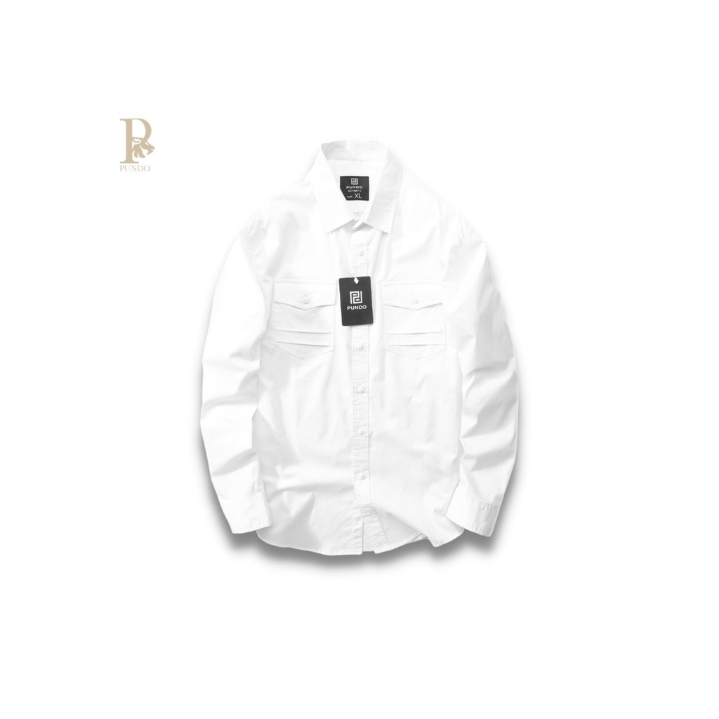 Áo sơ mi nam PUNDO chất kaki cao cấp mềm mại màu trơn đẹp dễ phối ASMPD46