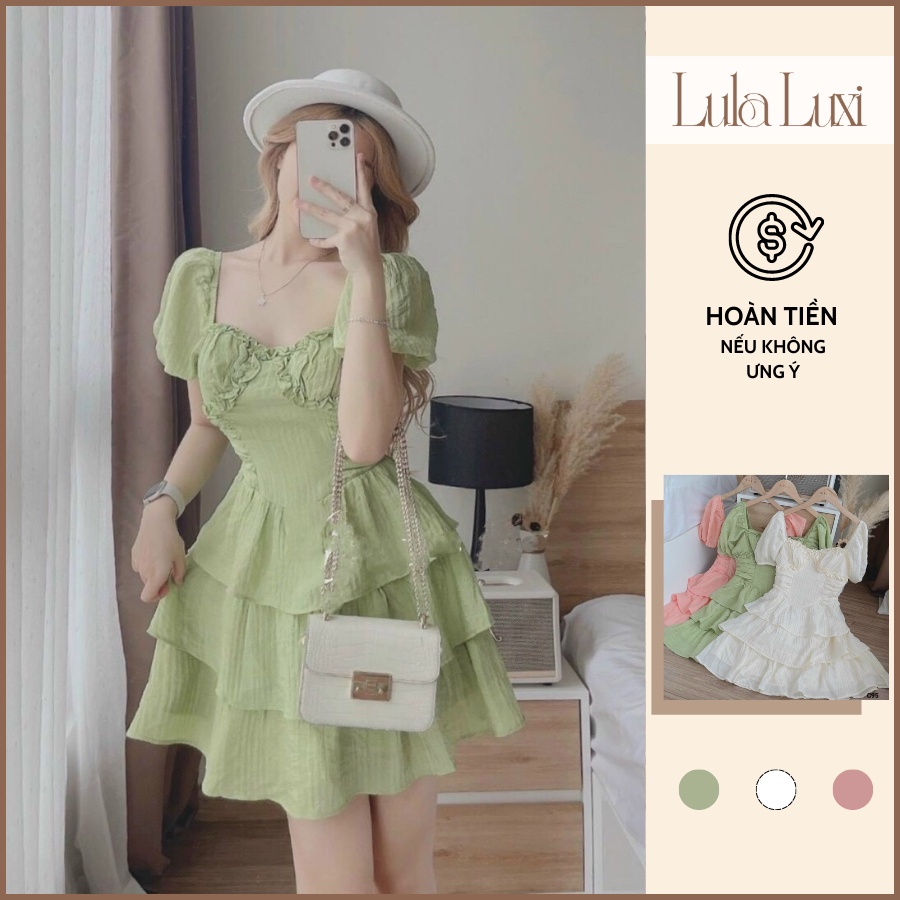 Đầm Nữ Tay Bồng Xếp Li 3 Tầng Cúp Ngực Đầm Váy Ngắn Trên Gối Đi Tiệc Xinh Đẹp Dễ Phối Để Đi Biển Đi Ăn Cưới Cực Xinh 156