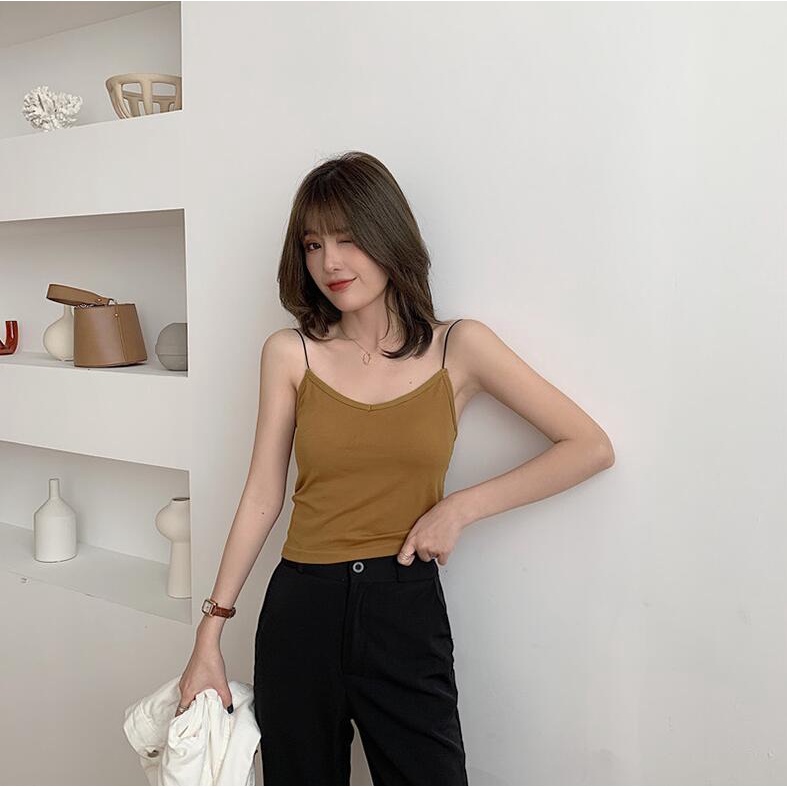 Áo hai dây ZHELIHANGFEI ôm dáng phong cách Hàn Quốc dễ phối đồ