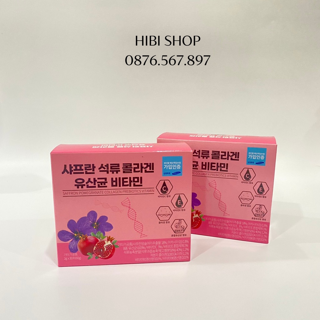 (CHÍNH HÃNG)  Collagen Lựu Đỏ nhụy hoa Nghệ Tây  Hàn Quốc 30 Gói Chính Hãng - Kẹo lựu Collagen | BigBuy360 - bigbuy360.vn