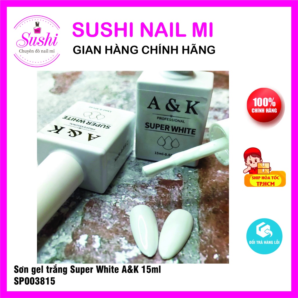 Sơn gel AK super trắng đen lên màu chuẩn 15ml - Sushi nail mi