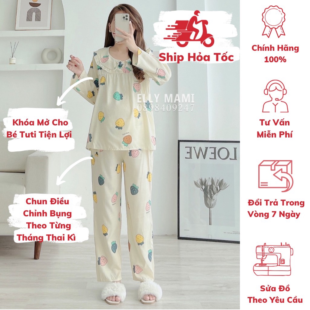 ( 40kg - 85kg ) Đồ Bộ Bầu Và Sau Sinh Dài Cổ Bèo Đũi Lụa 2 Cúc Form Dễ Mặc , Siêu Mát Nhẹ Tênh ( Kèm Video + Ảnh Thật )