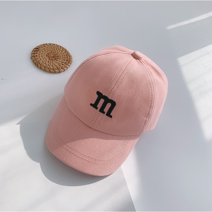 Mũ lưỡi trai cho bé từ 1-3 tuổi, chữ M, quai sau điều chỉnh, phong cách thời trang Thoáng khí Thoải mái Cotton