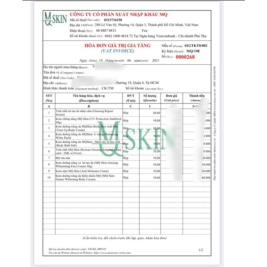 SERUM DƯỠNG DA CĂNG BÓNG MQ SKIN CHÍNH HÃNG