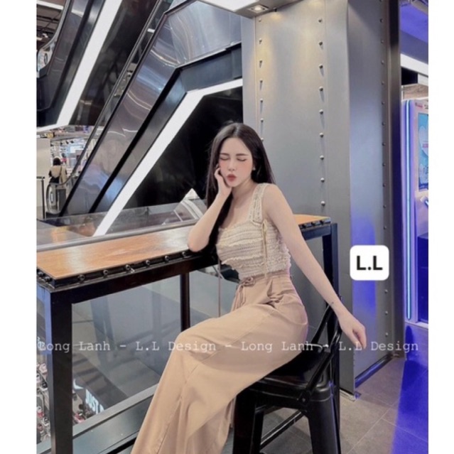 Sét đi biển áo ren nude mix quần suông hàng loại 1 chuẩn form đi chơi xinh ( kèm ảnh thật)