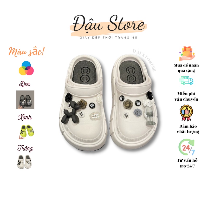 Dép Sục Cross Nam Nữ Đế Bánh Mì 3cm Chất Liệu EVA Siêu Nhẹ Tặng Kèm Stickers